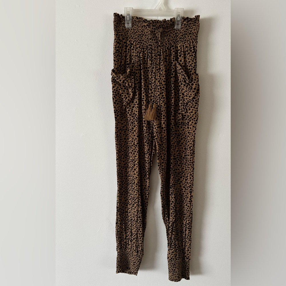 Aerie Black and Brown Leopard Print Casual Loungewear Jogger Pants XS
